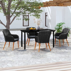 vidaXL Set da Pranzo da Giardino 5 pz con Cuscini Nero