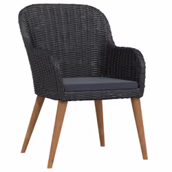 vidaXL Set da Pranzo da Giardino 7 pz con Cuscini Nero - Vista aggiuntiva 3