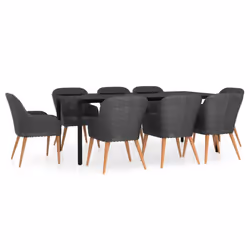 vidaXL Set da Pranzo da Giardino 9 pz con Cuscini Nero - Vista aggiuntiva 2
