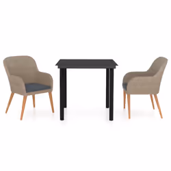 vidaXL Set da Pranzo da Giardino 3 pz con Cuscini Marrone - Vista aggiuntiva 2