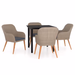 vidaXL Set da Pranzo da Giardino 5 pz con Cuscini Marrone - Vista aggiuntiva 2