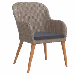 vidaXL Set da Pranzo da Giardino 5 pz con Cuscini Marrone - Vista aggiuntiva 3