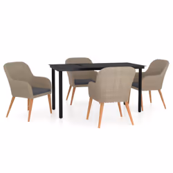 vidaXL Set da Pranzo da Giardino 5 pz con Cuscini Marrone - Vista aggiuntiva 2