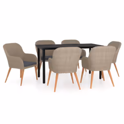 vidaXL Set da Pranzo da Giardino 7 pz con Cuscini Marrone - Vista aggiuntiva 2