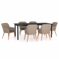 vidaXL Set da Pranzo da Giardino 7 pz con Cuscini Marrone - Vista aggiuntiva 2