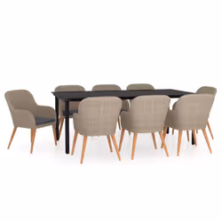 vidaXL Set da Pranzo da Giardino 9 pz con Cuscini Marrone - Vista aggiuntiva 2