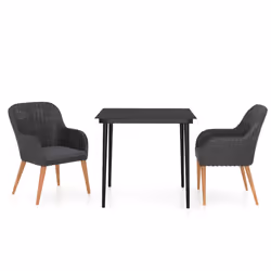 vidaXL Set da Pranzo da Giardino 3 pz con Cuscini Nero - Vista aggiuntiva 2