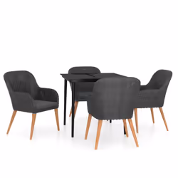 vidaXL Set da Pranzo da Giardino 5 pz con Cuscini Nero - Vista aggiuntiva 2