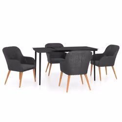 vidaXL Set da Pranzo da Giardino 5 pz con Cuscini Nero - Vista aggiuntiva 2