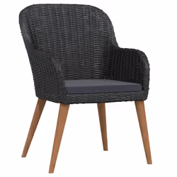 vidaXL Set da Pranzo da Giardino 7 pz con Cuscini Nero - Vista aggiuntiva 3