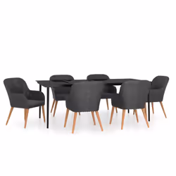 vidaXL Set da Pranzo da Giardino 7 pz con Cuscini Nero - Vista aggiuntiva 2