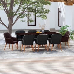 vidaXL Set da Pranzo da Giardino 9 pz con Cuscini Nero