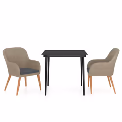 vidaXL Set da Pranzo da Giardino 3 pz con Cuscini Marrone - Vista aggiuntiva 2
