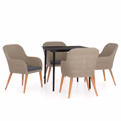 vidaXL Set da Pranzo da Giardino 5 pz con Cuscini Marrone - Vista aggiuntiva 2