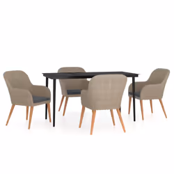 vidaXL Set da Pranzo da Giardino 5 pz con Cuscini Marrone - Vista aggiuntiva 2