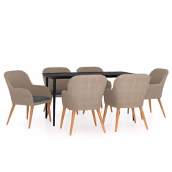 vidaXL Set da Pranzo da Giardino 7 pz con Cuscini Marrone - Vista aggiuntiva 2