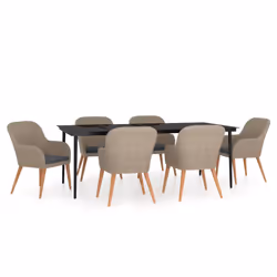 vidaXL Set da Pranzo da Giardino 7 pz con Cuscini Marrone - Vista aggiuntiva 2