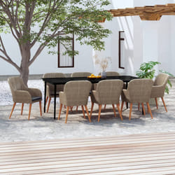 vidaXL Set da Pranzo da Giardino 9 pz con Cuscini Marrone