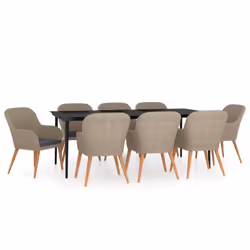 vidaXL Set da Pranzo da Giardino 9 pz con Cuscini Marrone - Vista aggiuntiva 2