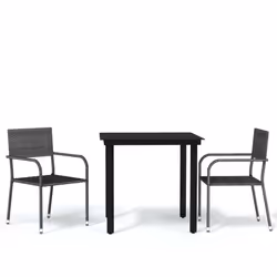vidaXL Set Mobili da Pranzo per Giardino 3 pz Grigio - Vista aggiuntiva 2