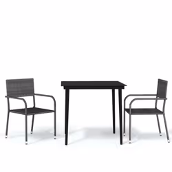 vidaXL Set Mobili da Pranzo per Giardino 3 pz Grigio - Vista aggiuntiva 2
