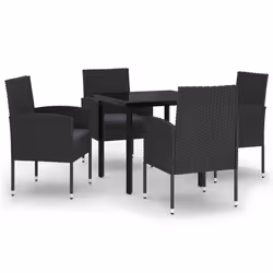 vidaXL Set da Pranzo da Giardino 5 pz Nero - Vista aggiuntiva 2