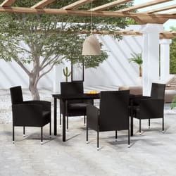 vidaXL Set da Pranzo da Giardino 5 pz Nero