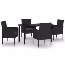 vidaXL Set da Pranzo da Giardino 5 pz Nero - Vista aggiuntiva 2