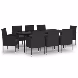 vidaXL Set da Pranzo da Giardino 9 pz Nero - Vista aggiuntiva 2