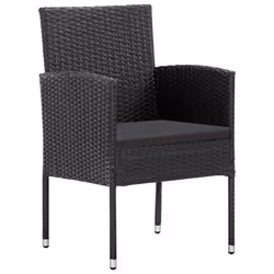 vidaXL Set da Pranzo da Giardino 9 pz Nero - Vista aggiuntiva 3