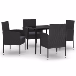vidaXL Set da Pranzo da Giardino 5 pz Nero - Vista aggiuntiva 2
