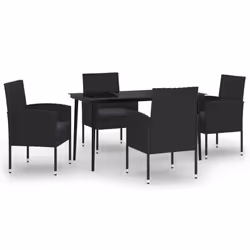 vidaXL Set da Pranzo da Giardino 5 pz Nero - Vista aggiuntiva 2
