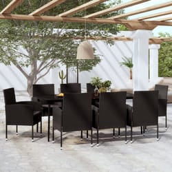 vidaXL Set da Pranzo da Giardino 9 pz Nero