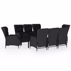 vidaXL Set Mobili da Pranzo per Giardino 9 pz Grigio Scuro - Vista aggiuntiva 2