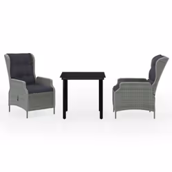 vidaXL Set da Pranzo da Giardino 3 pz Grigio Chiaro - Vista aggiuntiva 2