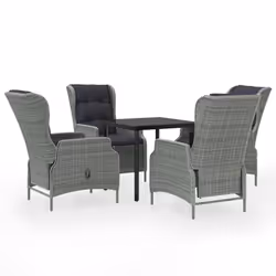vidaXL Set Mobili da Pranzo per Giardino 5 pz Grigio Chiaro - Vista aggiuntiva 2