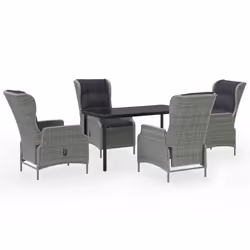 vidaXL Set Mobili da Pranzo per Giardino 5 pz Grigio Chiaro - Vista aggiuntiva 2
