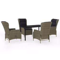 vidaXL Set Mobili da Pranzo per Giardino 5 pz Marrone - Vista aggiuntiva 2