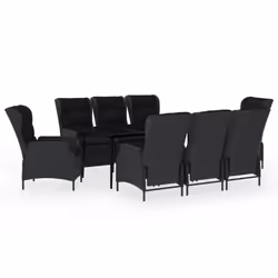 vidaXL Set Mobili da Pranzo per Giardino 9 pz Grigio Scuro - Vista aggiuntiva 2