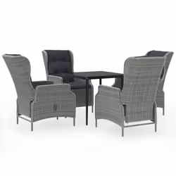 vidaXL Set Mobili da Pranzo per Giardino 5 pz Grigio Chiaro - Vista aggiuntiva 2