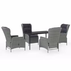 vidaXL Set Mobili da Pranzo per Giardino 5 pz Grigio Chiaro - Vista aggiuntiva 2