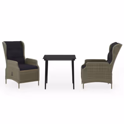 vidaXL Set Mobili da Pranzo per Giardino 3 pz Marrone - Vista aggiuntiva 2