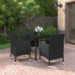 vidaXL Set da Pranzo da Giardino 5 pz con Cuscini Polyrattan e Vetro