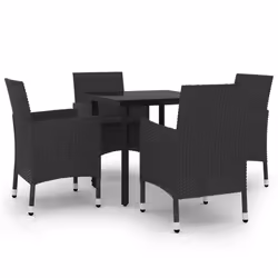 vidaXL Set da Pranzo da Giardino 5 pz con Cuscini Polyrattan e Vetro - Vista aggiuntiva 2