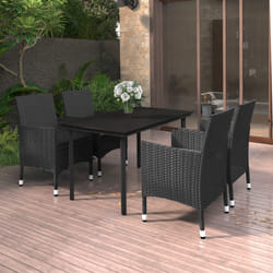 vidaXL Set da Pranzo da Giardino 5 pz con Cuscini Polyrattan e Vetro