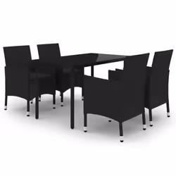vidaXL Set da Pranzo da Giardino 5 pz con Cuscini Polyrattan e Vetro - Vista aggiuntiva 2