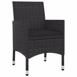 vidaXL Set da Pranzo da Giardino 5 pz con Cuscini Polyrattan e Vetro - Vista aggiuntiva 3