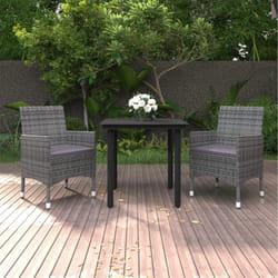 vidaXL Set da Pranzo da Giardino 3 pz con Cuscini Polyrattan e Vetro