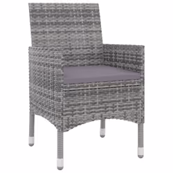 vidaXL Set da Pranzo da Giardino 3 pz con Cuscini Polyrattan e Vetro - Vista aggiuntiva 3