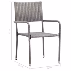 VidaXL 318719 sedia da esterno Terrazzo Rattan sintetico, Acciaio Grigio - Vista aggiuntiva 7
